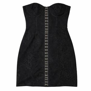 Michael Costello x Revolve Vula Lace Corset Mini Dress Black NWT Medium